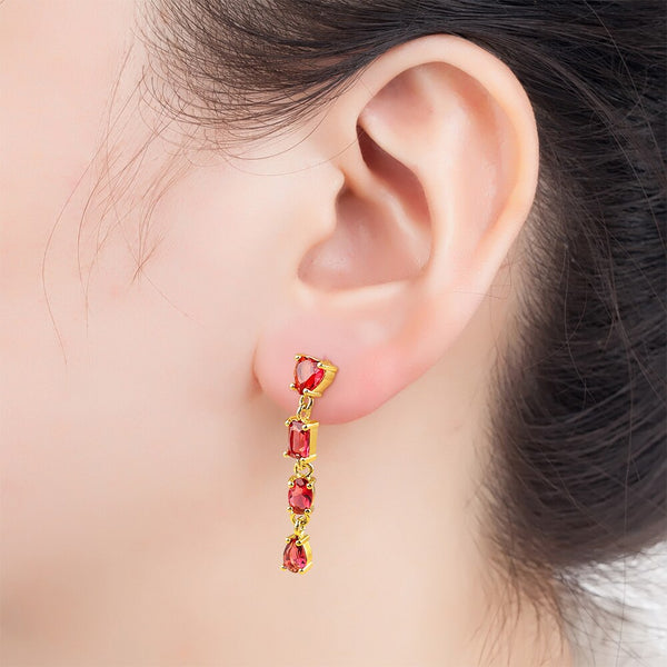 New Inlaid Zircon Long Tassel 3 Colors Drop Earrings For Women