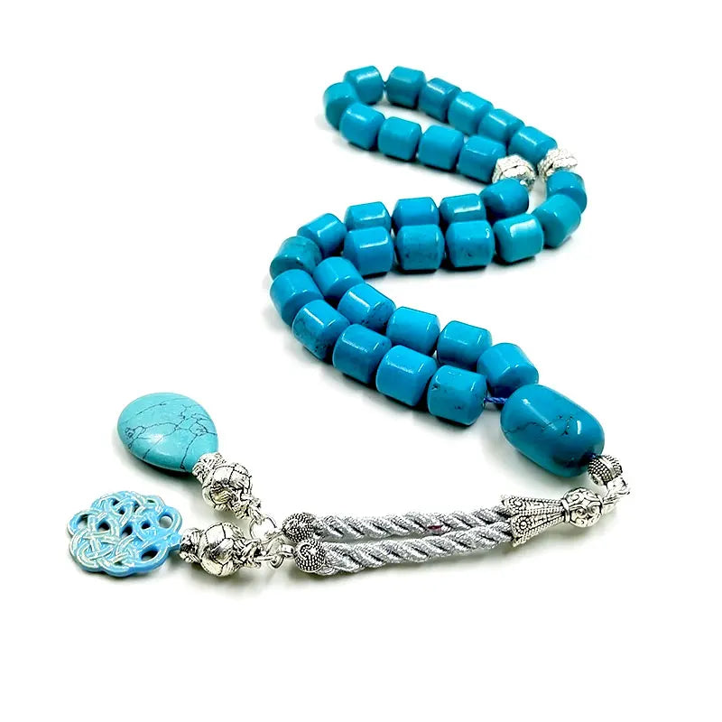 Tasbih Gemstone Natural Turquoise Muslim Prayer Beads Misbaha