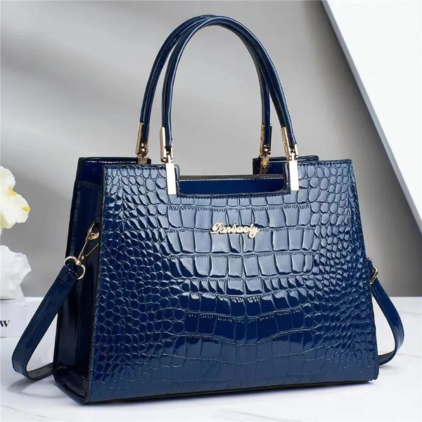 Light Luxury New Fashion Women's Shoulder Bag Solid Color Crocodile Pattern Tote Handbag