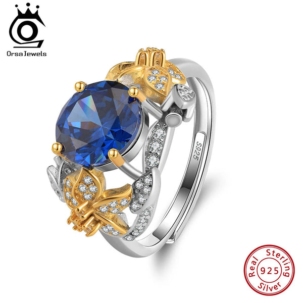 Elegant 5A Clear CZ Finger Ring Genuine 925 Silver Created Sapphire Rings for Women