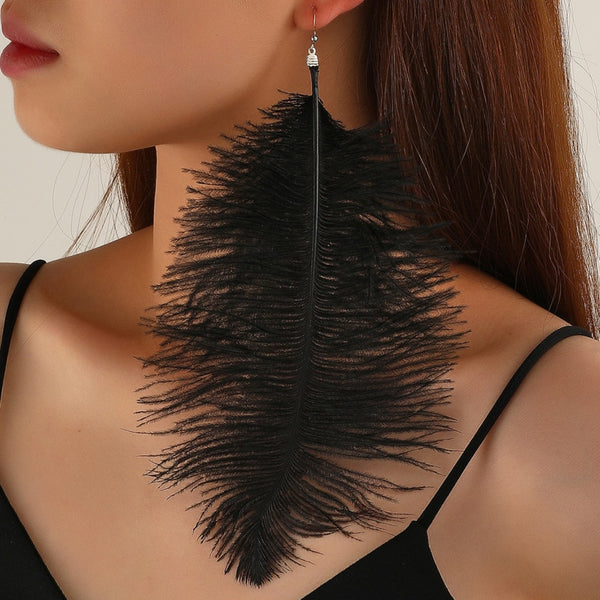 Bohemian Large Feather Earrings For Women