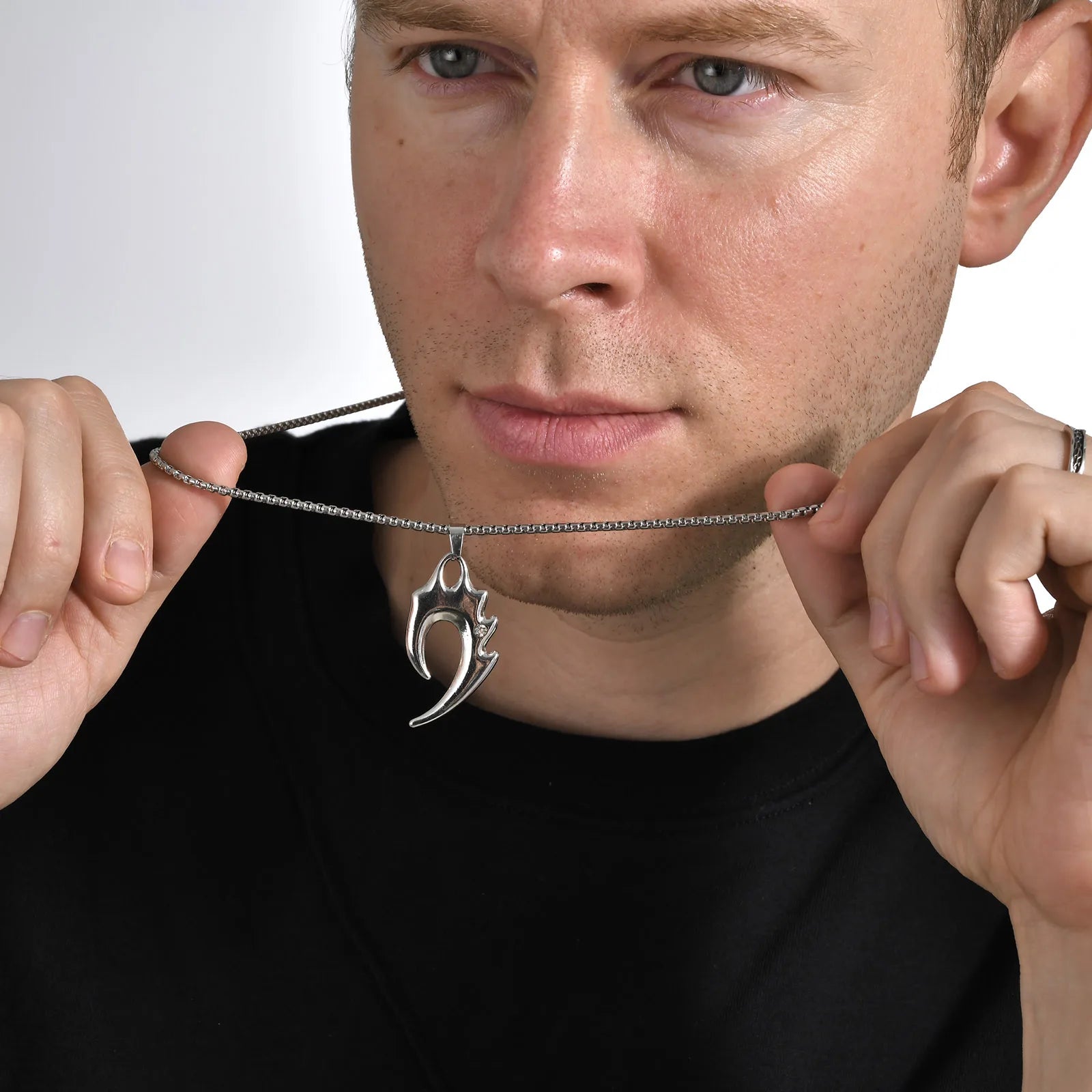 Mens Wolf Tooth Necklaces, Rock Punk Animal Pendant Collar