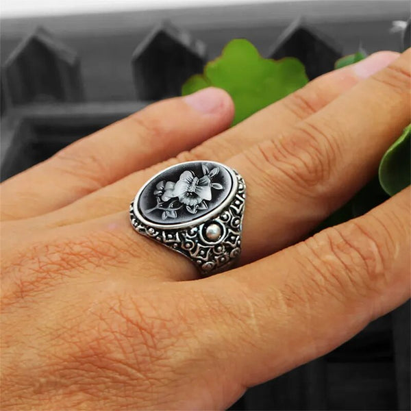 Vintage Butterfly Plant Cameo Rings For Women