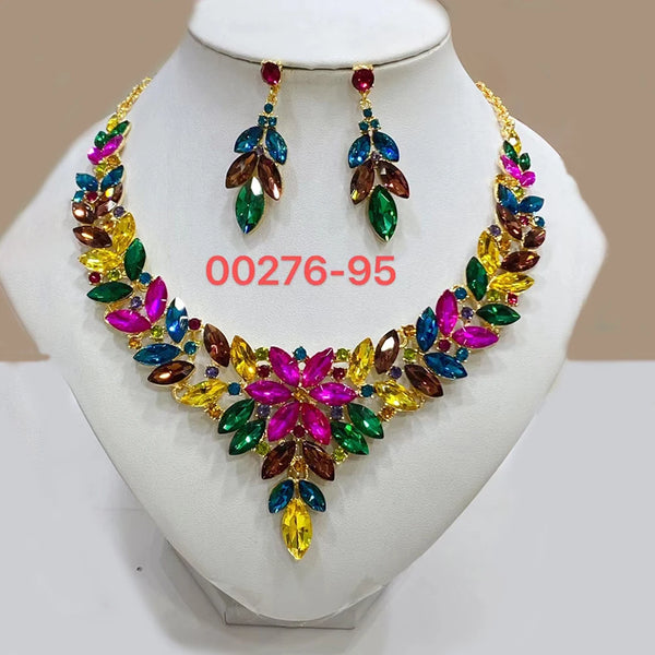 Rhinestone Wedding Jewelry Sets Crystal Statement Necklace Earrings Sets