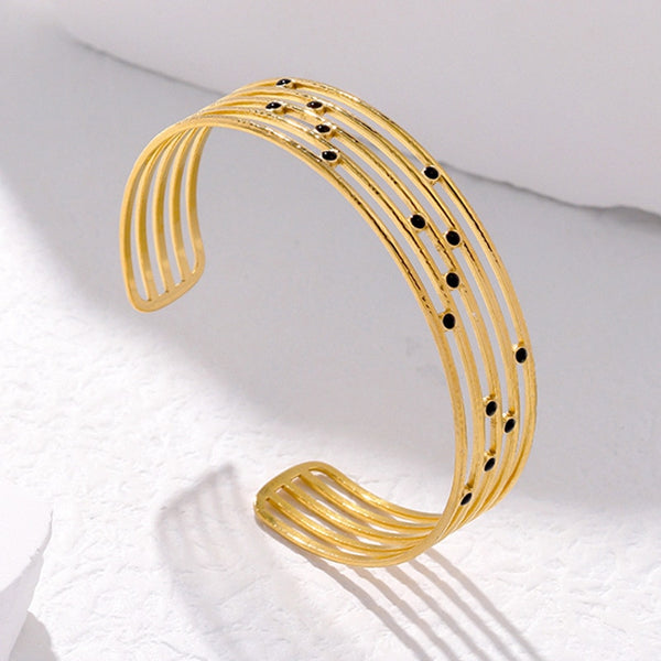 Gold Plated Adjustable Bracelet Bohemian Vintage Multilayer Lines Open Bangle For Women