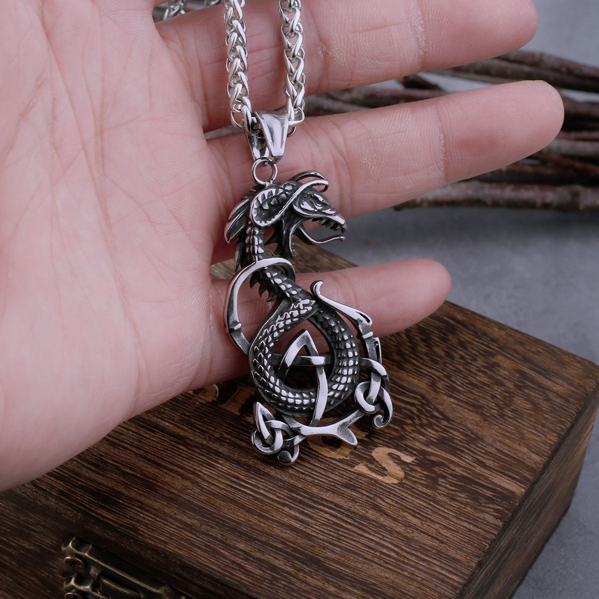 Nordic Viking Retro Dragon Necklace Men's