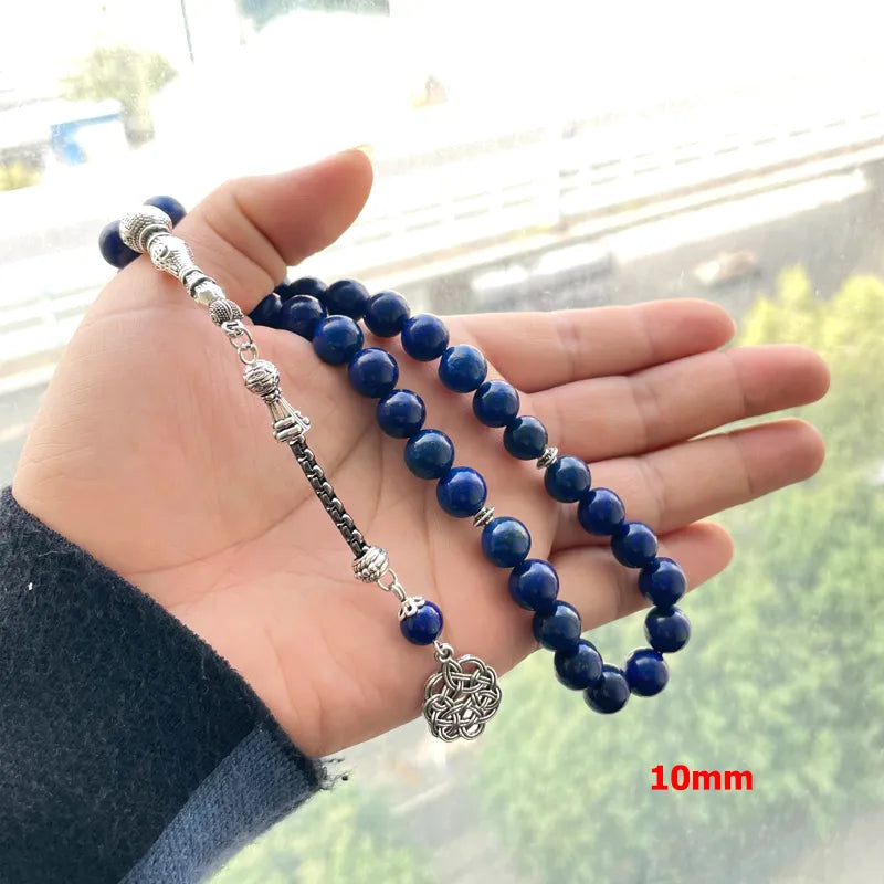 Tasbih men gemstone Lapis lazuli islamic Rosary Muslim Paryer beads arabic misbaha bracelets Eid gift