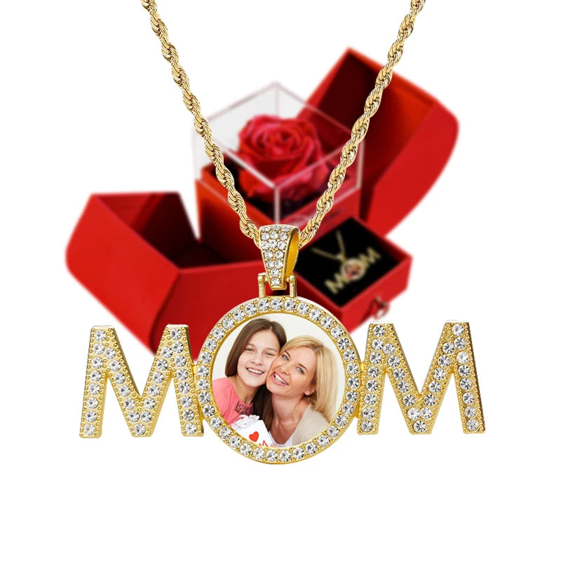 Photo Customized Pendant Necklace /w Soap Forever Rose Gift Box