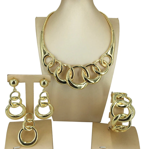 Latest Design Italian Designer Luxury Jewelry Sets Necklace Bracelet Earrings Ring Woman