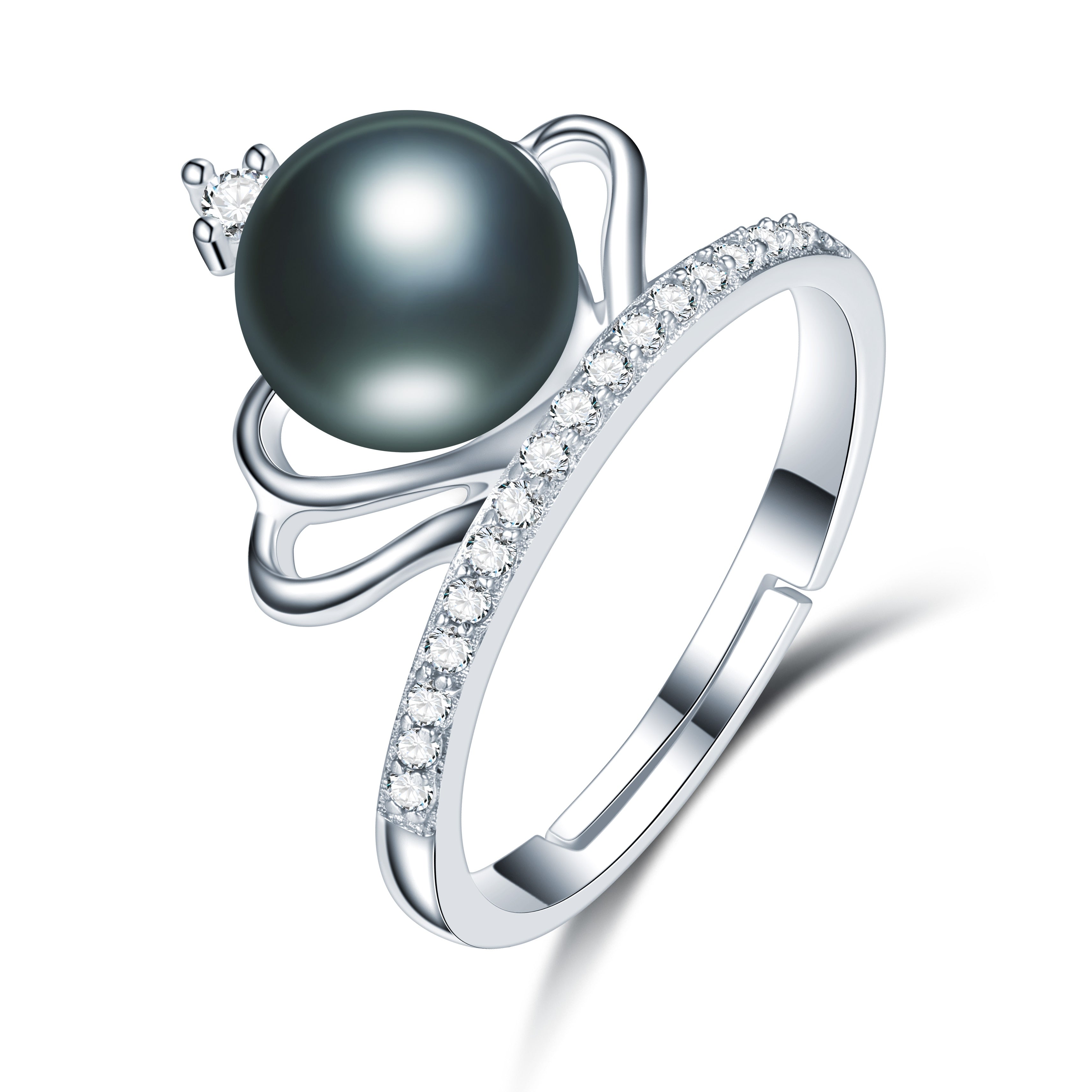 Real Natural Black Pearl Ring For Women