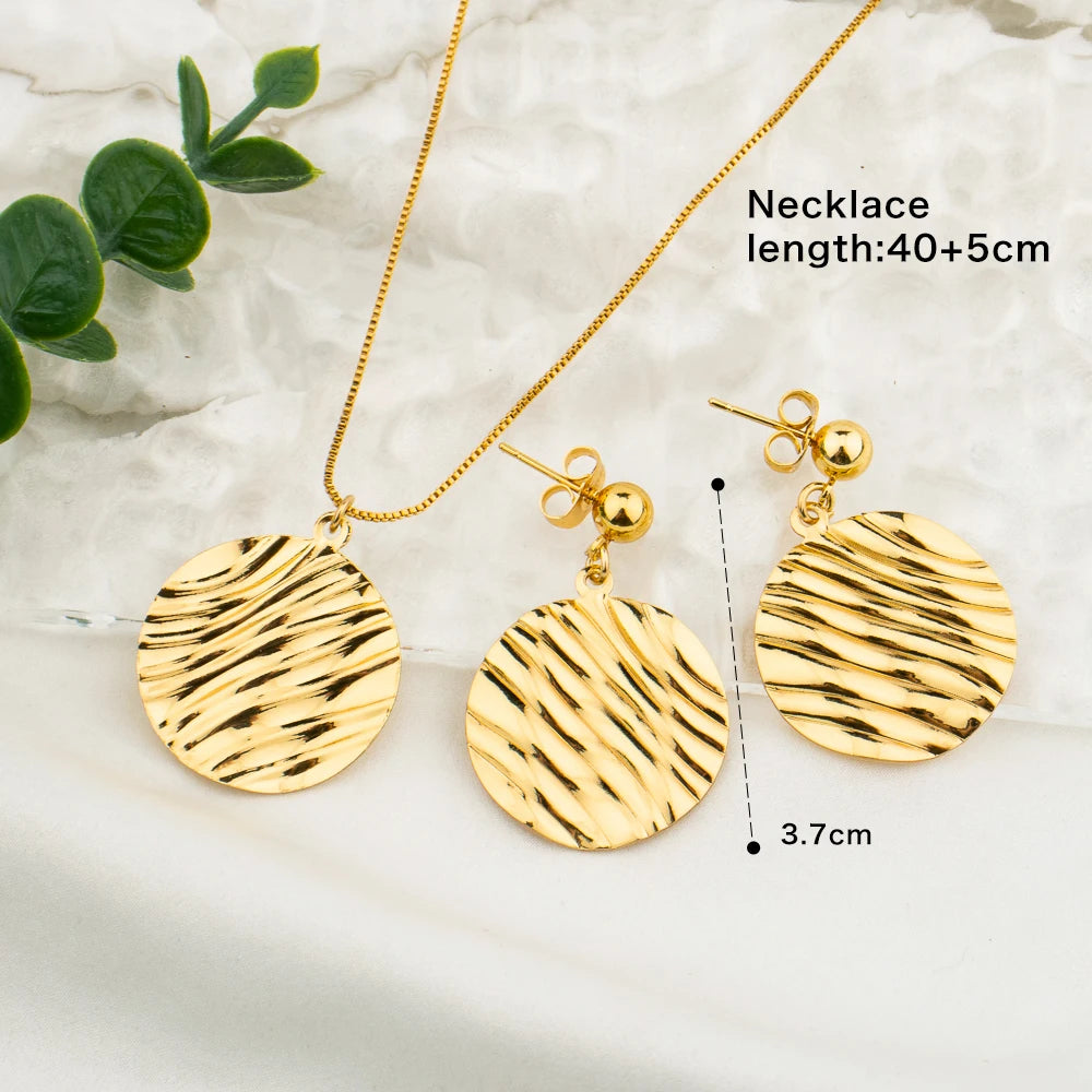 Gold Plated Simple  Round Jewelry Sets for Women