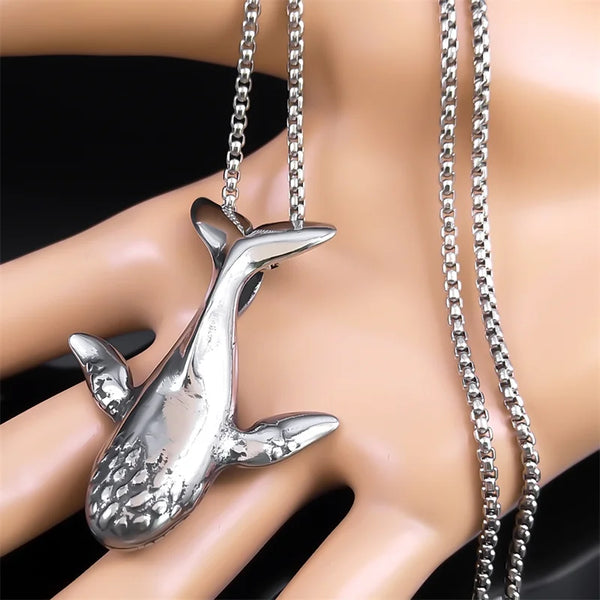 Punk Hip Hop Whale Pendant Necklace for Women Men