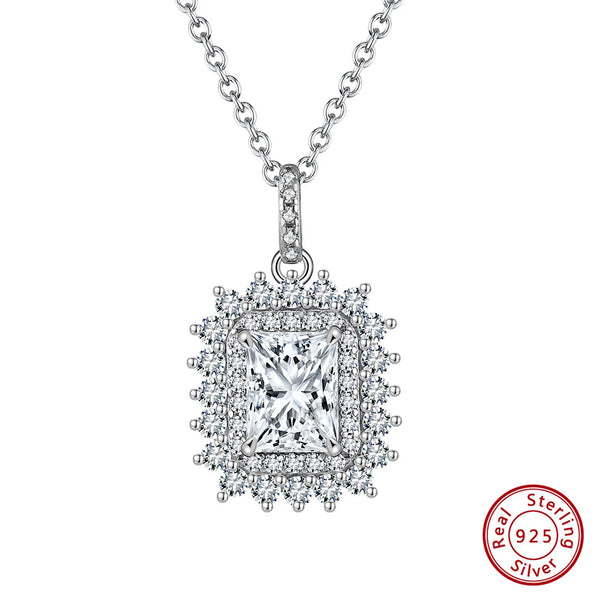 925 Sterling Silver Brilliant 8A Premium Cubic Zirconia Pendant Necklaces for Women