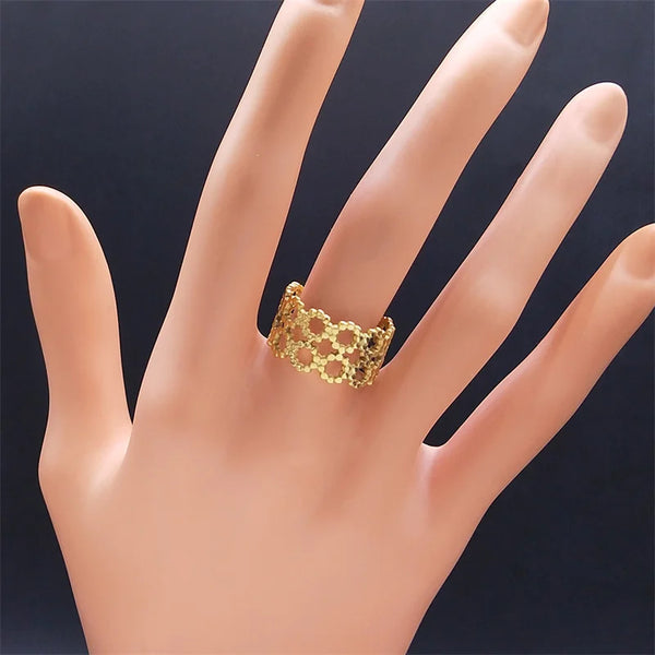 Trendy Stainless Steel  Chain Open Ajustbale Rings for Women