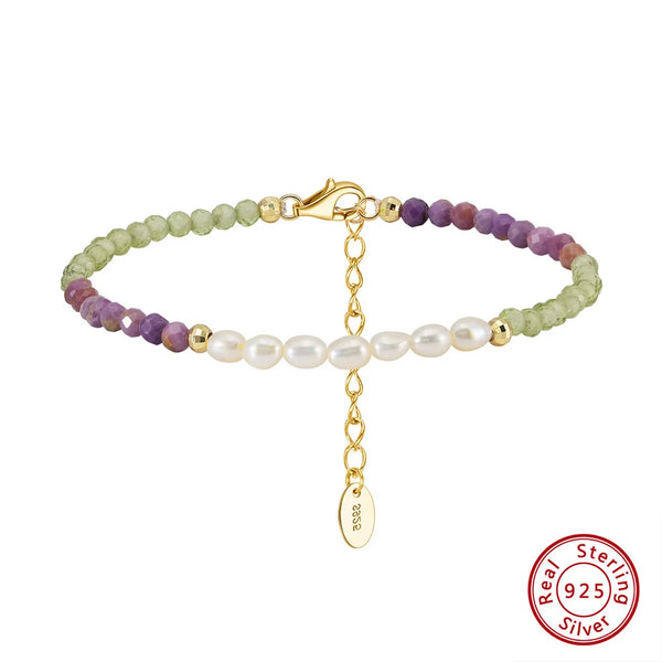 Purple Mica&Peridots Beads Bracelets