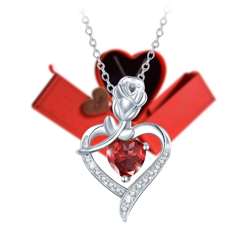 Gift for Women Crystal Heart Pendant Necklace In Love Gift Box Set