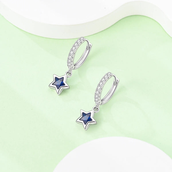 1PC Silver Plated Hoop Earring For Woman Star Heart Original Earring