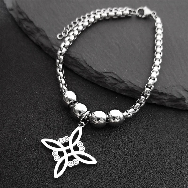 Silver Color Wicca Celtic Knot Stainless Steel Bracelet Women/Men