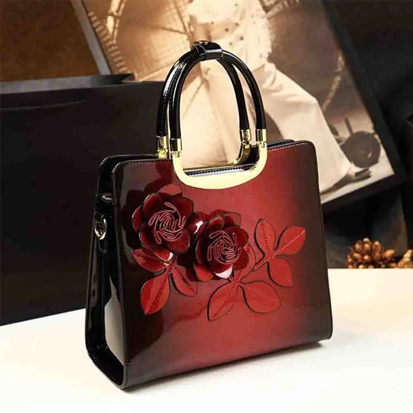 Fashion Noblel Women Luxury Patent Leather Shiny Skin Top Handle Bag