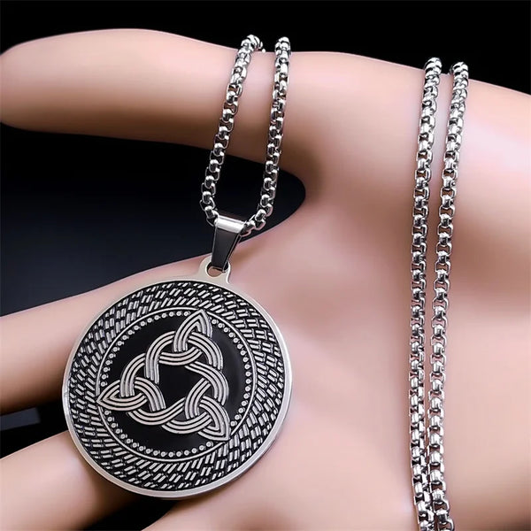 Stainless Steel  Retro Nordic Viking Irish Celtic Trinity Pendant Necklace