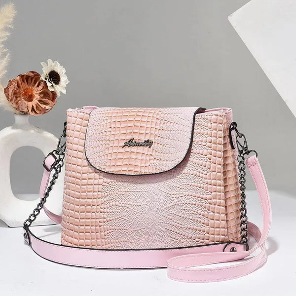 PU Texture Fashion Crossbody Bag Retro Crocodile Pattern Women Single- Shoulder Bags