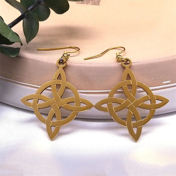 Stainless Steel Witchcraft Witch's Irish Knot Drop Earring