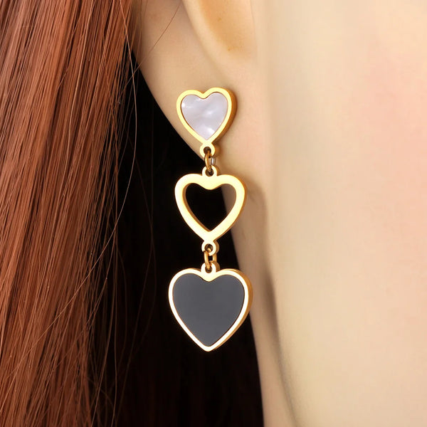 White Shell Heart Stud Earrings For Women Girls