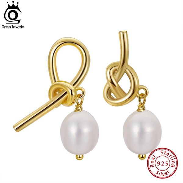 925 Sterling Silver Vintage Baroque Pearl Earrings for Women