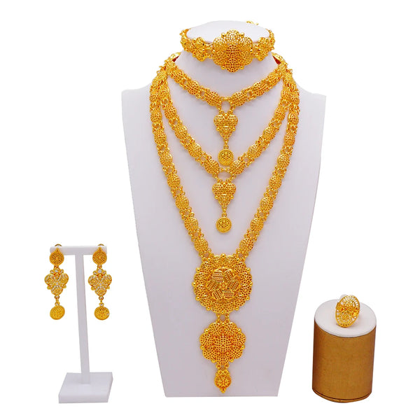 Dubai Nigerian African Necklace Earrings Bracelet Ring Jewellery Set