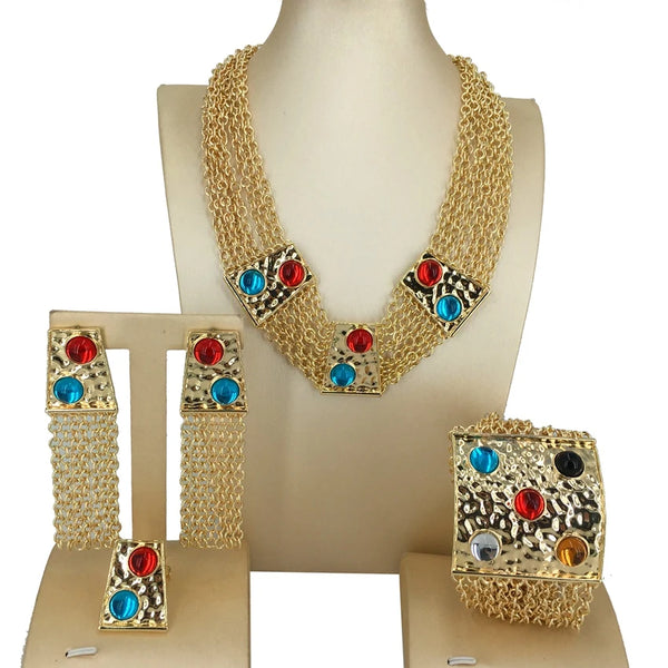 Beautiful Rhinestones Jewelry  Italian Jewelry Sets Multi-Layer Chains Necklace Sets