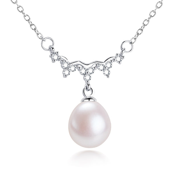 925 Sterling Silver Drop Pearl Pendant Freshwater Pearl Necklace