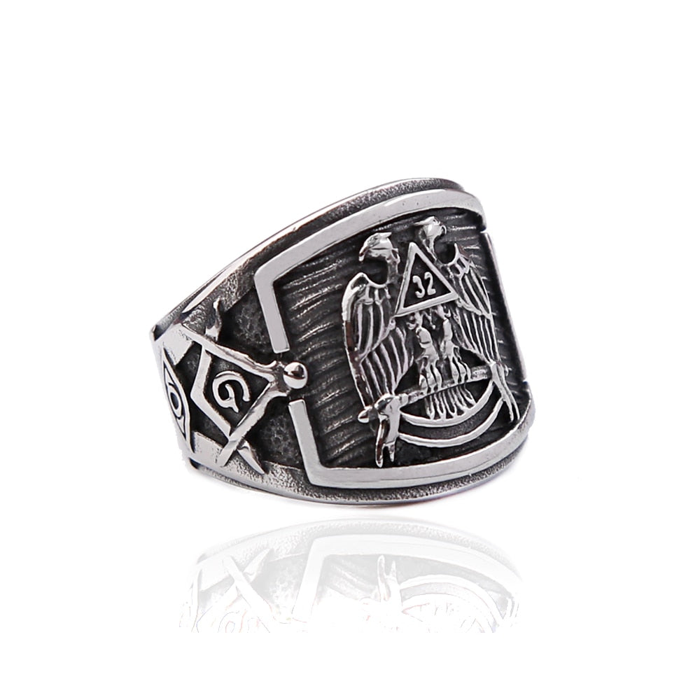 New Vintage 316L Stainless Steel Masonic Symbol Rings