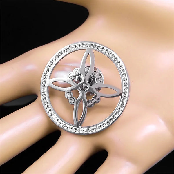 Witch knot Brooch Pin for Women Men Stainless Steel Celtic Knot Geometry Lapel Badge