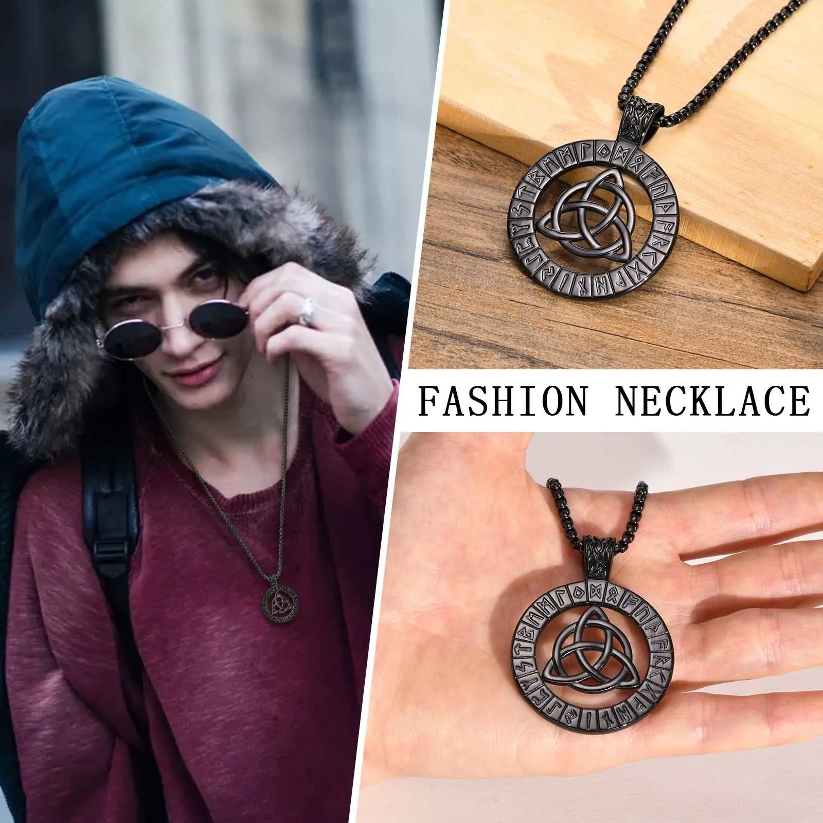 Rock Punk Celtic Knot Nordic Norse Viking Necklaces for Men