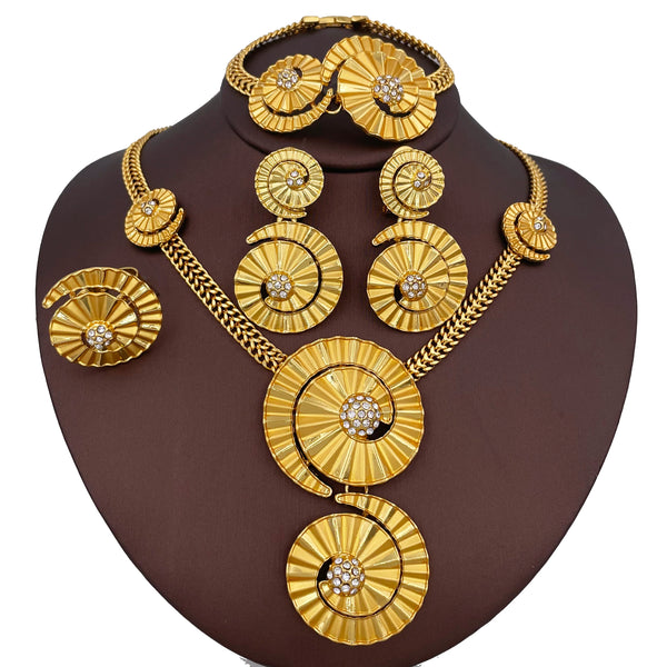 Dubai Gold Color Jewelry Sets For Women Classic Design Nigeria Trending Necklace Set