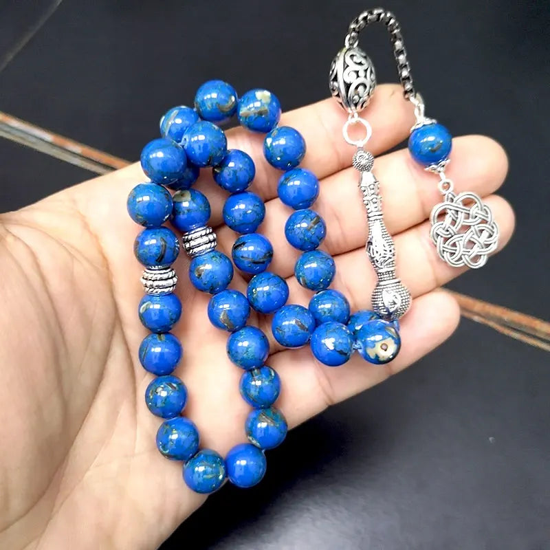 Tasbih Blue Stone Inside Natural shell Eid gift Muslim prayer beads islamic Misbaha bracelet