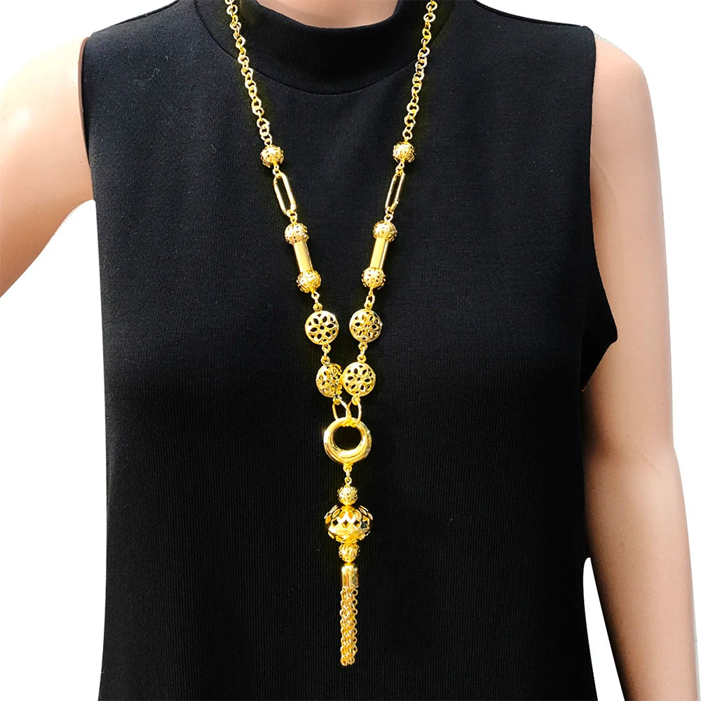 New Bead Jewelry Pendant Necklace Tassel Long Geometric Vintage Bohemian Chain Necklace