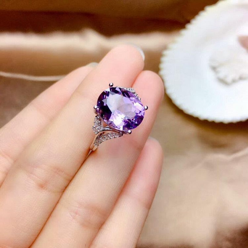 Original design diamond amethyst ladies ring