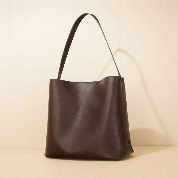 Retro Cow Leather Woman Tote Bags 2024 New Shoulder Bucket Bags