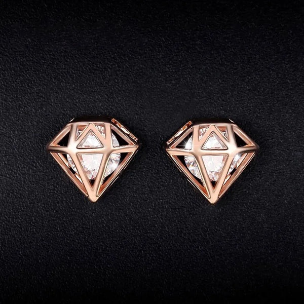 Fashion Cubic Zirconia Stud Earrings Rose Gold Silver Color Fashion Earring