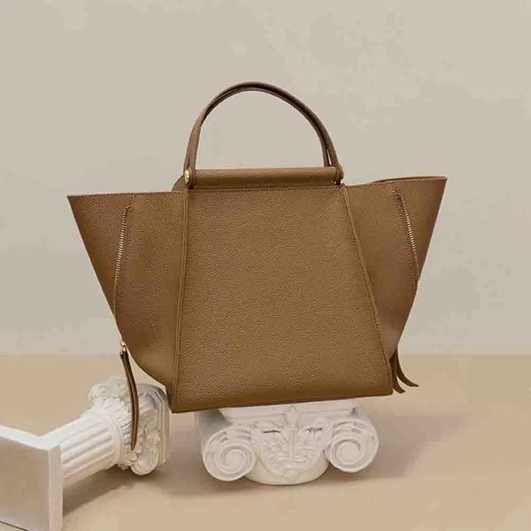 Fashion Korean Style Luxury Genuine Leather Tote Bag Unique Wing Shape Ladies Cowhide Handbag