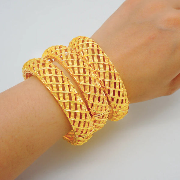 Bangle For Women Ethiopian Dubai Gold Color Bangle African  Hard Bracelets