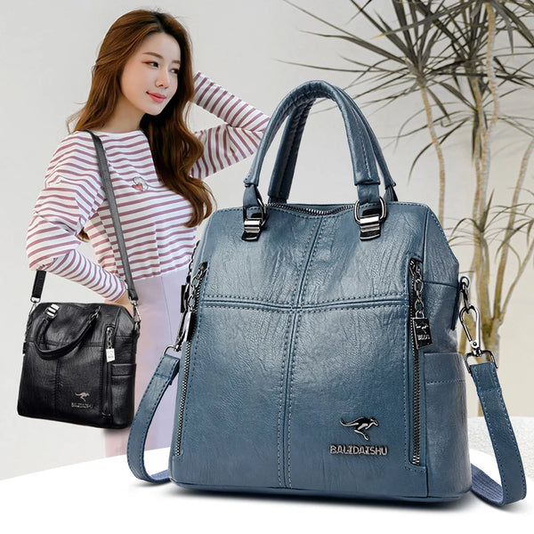 New High Quality Leather Backpack Women Shoulder Bags Multifunction Travel Backpack School Bags