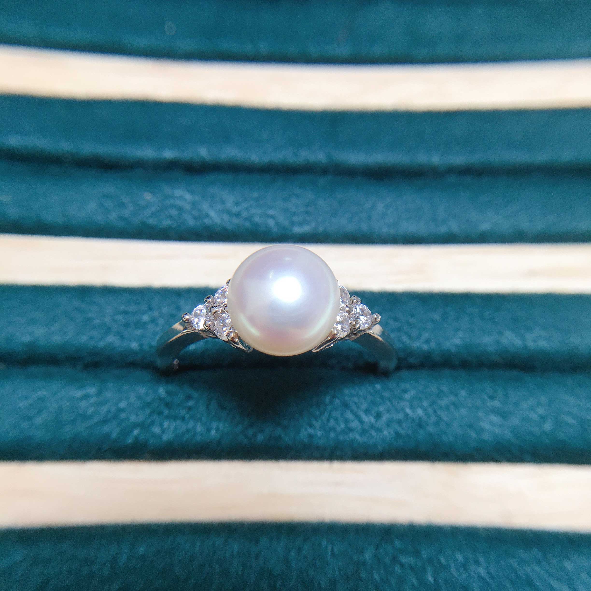 Simple Pearl Ring 100% Real Natural Pearl Gold Silver Color Women