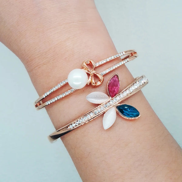 charm opal butterfly bow pearl bracelets for women