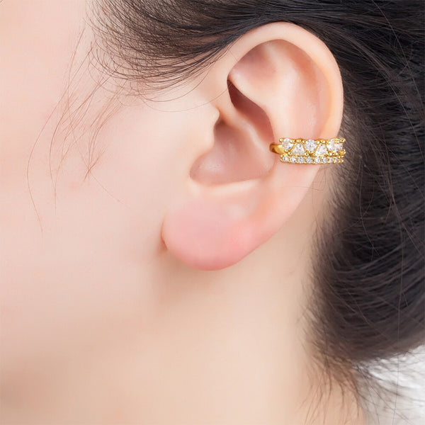 Simple Design Ear Cuff Clip Earrings Girl Gold Plated Zircon No Pierced Without Hole Women