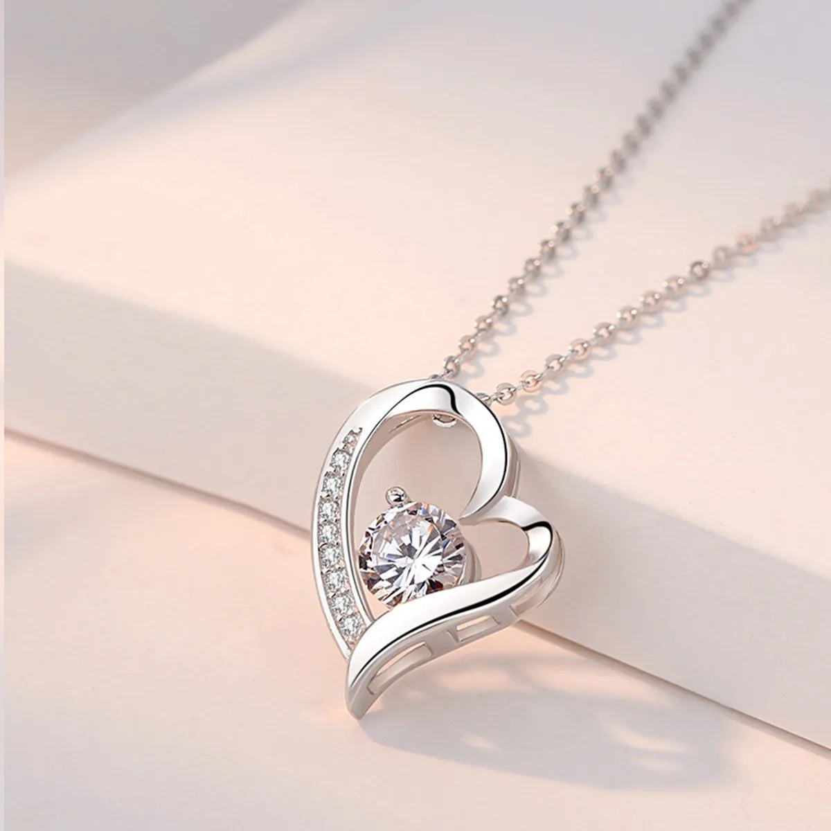 Zircon Love Heart Necklace With Gifts Box  New In Mother's Day Gift