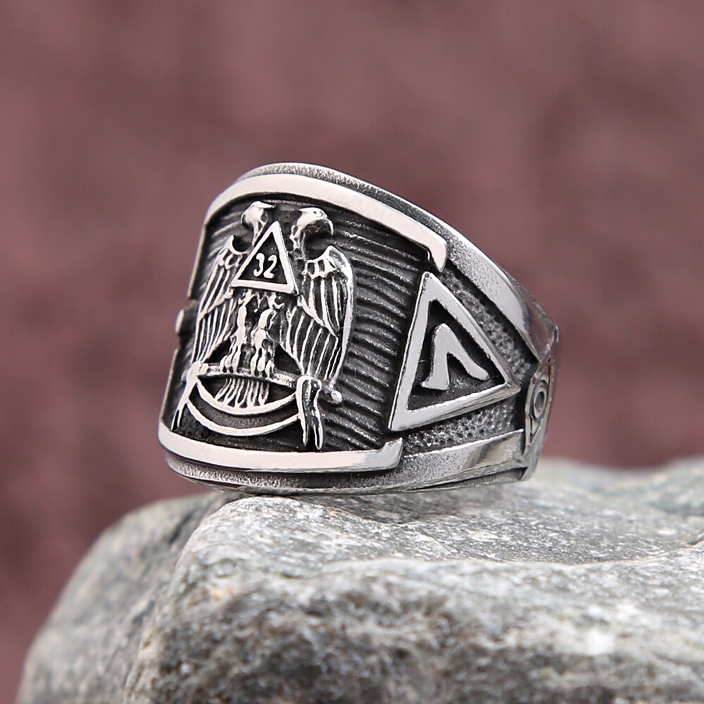 New Vintage 316L Stainless Steel Masonic Symbol Rings