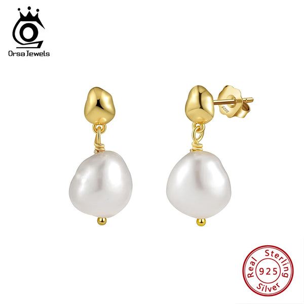 Baroque Pearl Earrings 14K Gold Dangle Earrings