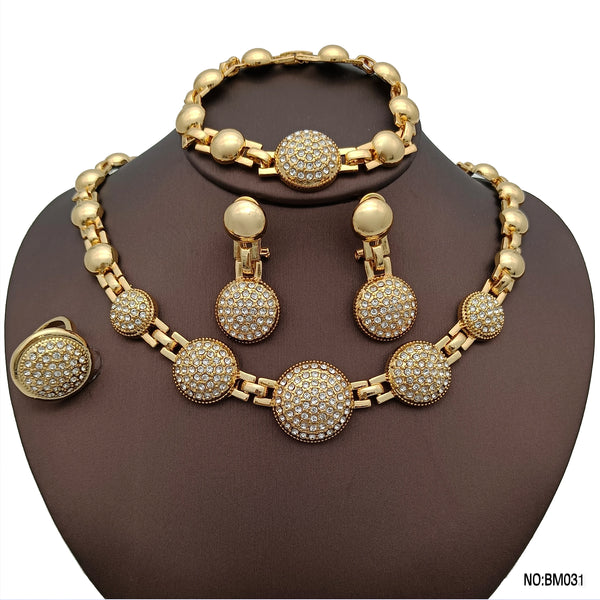 African Rhinestone  Jewelry Set for Women  Earrings and Necklace Set